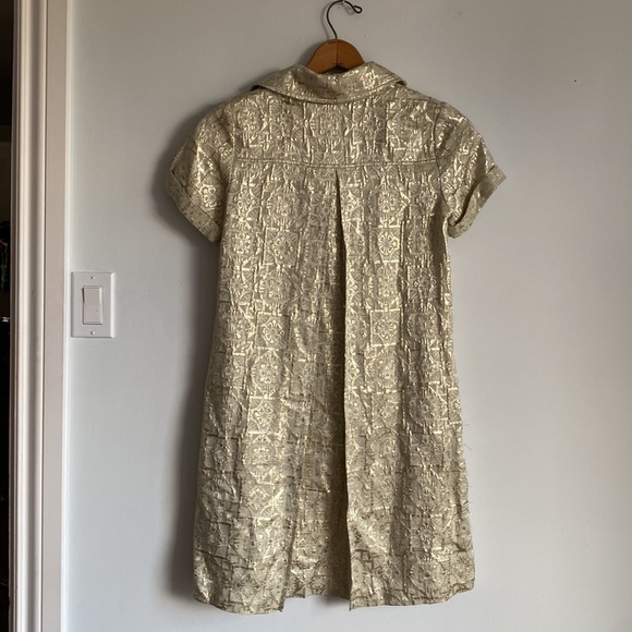 Diane von Furstenberg reno gold metallic shirt dress with pockets - Picture 8 of 17